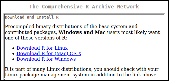 Screenshot from the R download page at https://ftp.acc.umu.se/mirror/CRAN/