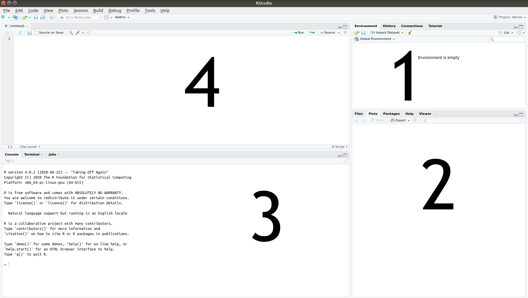 The four RStudio panes.